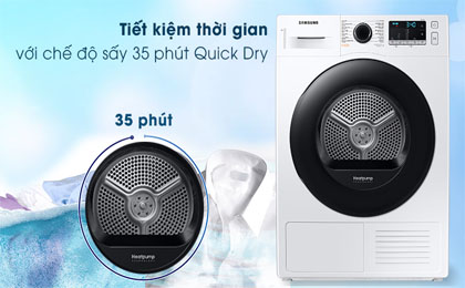 Máy sấy Samsung 9kg DV90TA240AE/SV - Sấy nhanh 35 phút