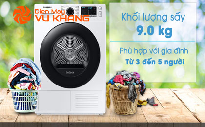 Máy sấy Samsung 9kg DV90TA240AE/SV - Khối lượng