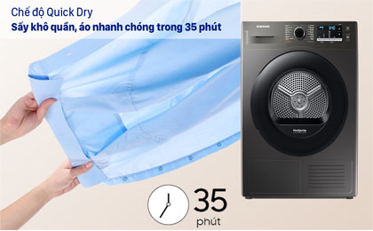 Máy sấy bơm nhiệt Samsung 9kg DV90TA240AX/SV - Chế độ Quick Dry