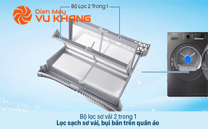 Máy sấy bơm nhiệt Samsung 9 kg DV90TA240AX/SV - Bộ lọc 2 trong 1