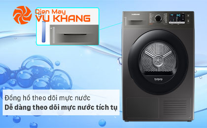 Máy sấy bơm nhiệt Samsung 9kg DV90TA240AX/SV - Đồng hồ mực nước