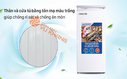 Tủ đông Hòa Phát HUF 350SR1 - Thân tủ và cửa tủ bằng tôn mạ màu trắng