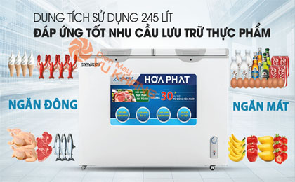 Tủ đông Hòa Phát HCF 606S2Đ2 - Dung tích 245 lít