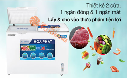 Tủ đông Hòa Phát HCFI 656S2Đ2-Kiểu thiết kế 2 cửa với 1 ngăn đông và 1 ngăn mát, tiện lợi cho việc sử dụng