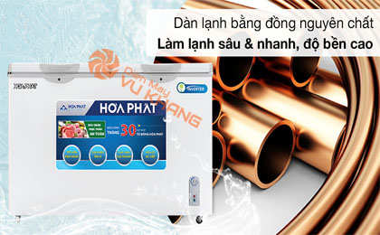 Tủ đông Hòa Phát HCFI 656S2Đ2-Làm lạnh sâu và nhanh nhờ hệ thống dàn lạnh ống đồng nguyên chất