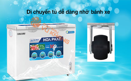 Tủ đông Hòa Phát HCFI 656S2Đ2-Trang bị bánh xe hỗ trợ di chuyển tủ dễ dàng