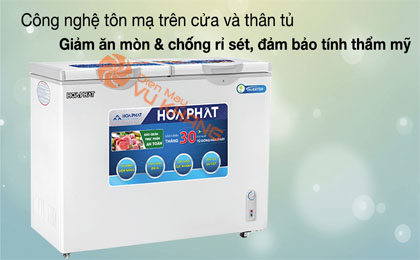 Tủ đông Hòa Phát HCFI 656S2Đ2-Giảm thiểu tình trạng rỉ sét, chống ăn mòn trên bề mặt cửa và thân tủ