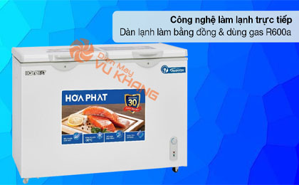 Tủ đông Hòa Phát Inverter 352 Lít HPF AD8352 - Công nghệ làm lạnh trực tiếp, đối lưu tự nhiên, dàn lạnh bằng đồng nguyên chất và sử dụng gas r600a 