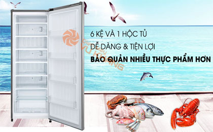 Tủ đông LG 165 lít GN-F304PS - Bảo quản dễ dàng nhiều loại thực phẩm với 6 kệ và 1 hộc tủ