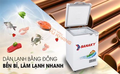 Tủ đông Sanaky 100 lít VH-1599HYK - Dàn lạnh bằng đồng