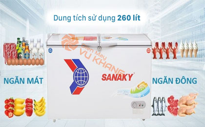 Dung tích 260 lít - Tủ đông Sanaky VH-3699W1