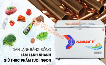 Dàn lạnh đồng nguyên chất - Tủ đông Sanaky VH-3699W1