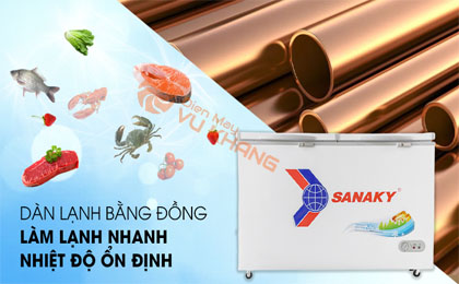 Dàn lạnh bằng đồng - Tủ đông Sanaky VH 5699HY 