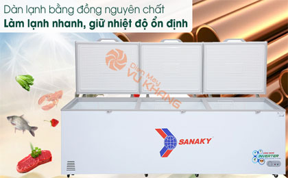 Tủ đông Sanaky 1143.5 lít VH-1399HY3 - Dàn lạnh đồng