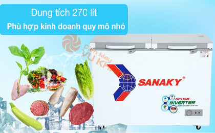 Thoải mái dự trữ thực phẩm với dung tích sử dụng 270 lít-Tủ đông Sanaky Inverter 270 lít TD.VH3699A4K