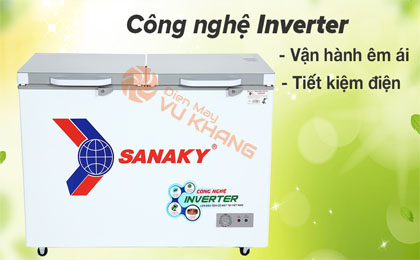 Vận hành êm ái, tiết kiệm điện năng với công nghệ Inverter-Tủ đông Sanaky Inverter 270 lít TD.VH3699A4K