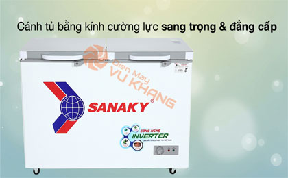 Sang trọng, đẳng cấp với cánh tủ bằng kính cường lực-Tủ đông Sanaky Inverter 270 lít TD.VH3699A4K