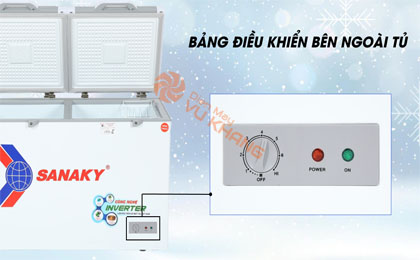 Tủ đông Sanaky Inverter 280 lít TD.VH4099W4K - Bảng điều khiển bên ngoài