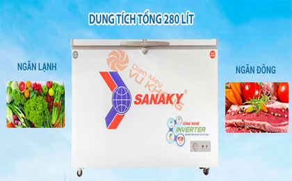 dung tích - Tủ đông Sanaky 280 lít VH-4099W3