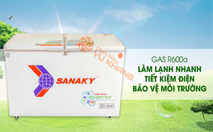 Sử dụng Gas R600a tiết kiệm điện năng - Tủ đông Sanaky 280 lít VH-4099W3