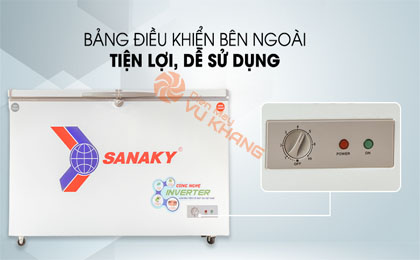 Nút điều khiển nằm ngoài tiện lợi - Tủ đông Sanaky Inverter 280 lít VH-4099W3