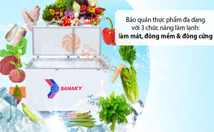 Tủ đông Sanaky 530 lít VH-6699HY3 - 3 chức năng làm lạnh