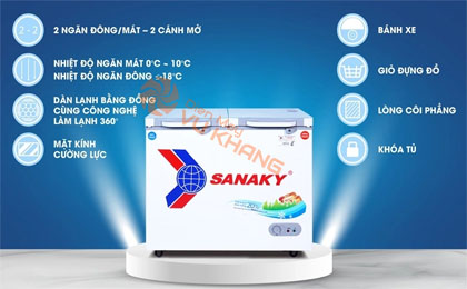 tủ đông mát sanaky VH 2899W2KD dàn lạnh đồng