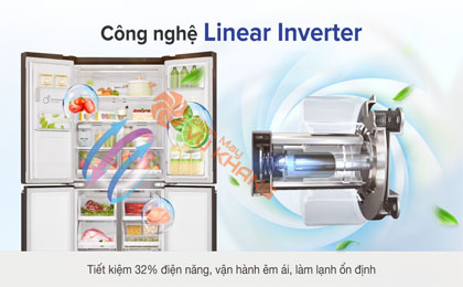 Tủ lạnh LG Inverter 494 lít GR-D22MB - Công nghệ Linear Inverter