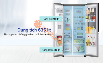 Tủ lạnh LG Inverter 635 Lít GR-X257JS - Dung tích sử dụng 635 lít