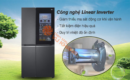 Tủ lạnh LG Inverter 655 lít GR-Q257MC - Công nghệ Linear Inverter tiết kiệm điện, duy trì nhiệt độ ổn định 