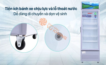 tiện ích bánh xe di chuyển trên tủ mát sanaky VH 258K3L