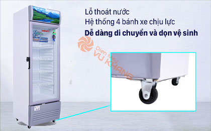 Tủ Mát Sanaky Inverter 290 lít TM.VH358K3L - Lỗ thoát nước, bánh xe di chuyển